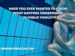 Real couples have real underwater romp in public pools filmed with a underwater camera
