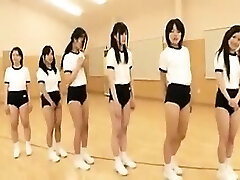 Schoolgirls in Gym class showcases off their arses and get chec