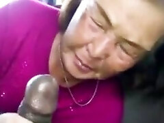 Asian Granny Gargles Black Cock In The Car
