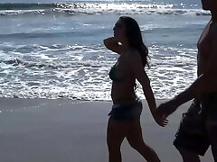 Romantic Start on the Public Beach heads with Rough Hook-up ends up with a Ample Facial Cumshot on the Face and in the Mouth