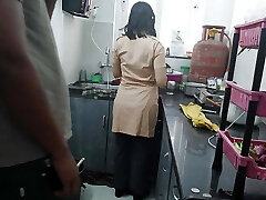 The girl got ready to go to school and was cooking while the neighbor banged her. The girl got ready to go to school and was cooking while the neighbor banged her.