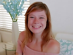 Cute Teen Redhead With Freckles Ejaculations During Casting POV