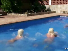 German Mature Tempt Young Boy to Nail at Pool in Holiday