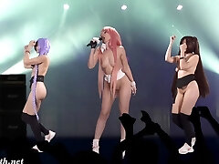裸体歌手在舞台上。 虚拟现实