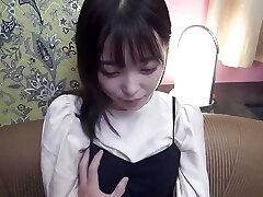 A very cute Japanese gives a blowjob, gets fingering and creampie intercourse, facial cumshots, uncensored