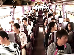 Japanese teenager groupsex action babes on a bus