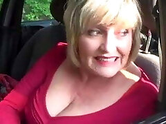 Meaty tits Granny gives road head oudoors in car meet