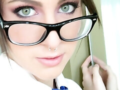 Pierced Babe In Glasses Giving An Arousing Blowjob