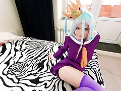 Tiny Shiro lost the game to her stepbrother Sora and gave herself to him, fulfilling his every fad