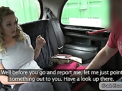 Busty British blonde fucking in fake taxi