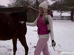 A naughty farm girl does her errands then works her cootchie A naughty farm girl does her errands then works her cootchie