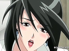 Bossy hentai bitch ravaging her slurping cunt in public