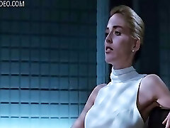 Celebrity Sharon Stone flashing her pussy