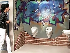 Sexy babe gets her thick melons and arse slimed at gloryhole