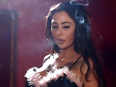 Huge-chested Chloe Lexus smoking all white 100s cigarettes