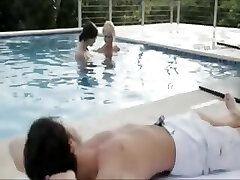 nice threesome by the pool