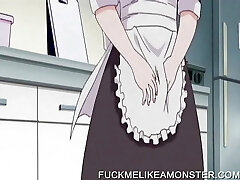 Anime maid milks and gets wet Anime maid milks and gets wet