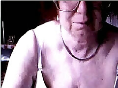 Ugly four eyed grandma from Germany exposes her time worn labia on webcam