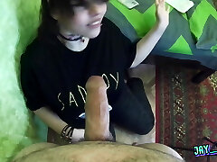 Quick blowjob to her paramour while her husband has gone to work