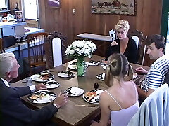 Lusty brunette bang-out fiend gets rough dp fucking on bed