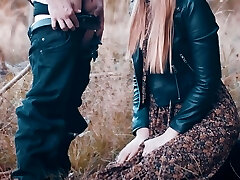 My first video with sound! Deep blowjob in the forest & huge jizm fountain in my mouth - clothedpleasures