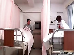 Glorious Chinese nurse gives a patient some part3