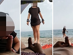 Pipe flash - A girl caught me jerking off in public beach and help me jism - MissCreamy