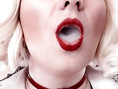 Smoking Fetish: Solo Sexy Video of Hot Blonde Bratty MILF Arya Grander Glaminatrix Close up Crimson Lips