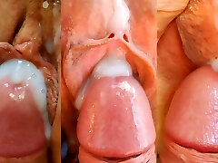 Compilation of copious creampies and cum in pussy close-up of sweet gigantic breasted MILF