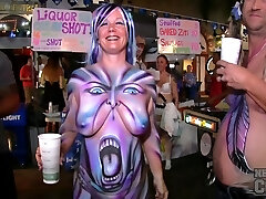 Beautiful Festival Girls Revealing Their Skin Halloween Street Party Fa