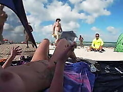 Exhibitionist Wifey 511 - Mrs Kiss gives us her NUDE BEACH Point Of View view of a Hidden Cam JERKING OFF in front of her and several other studs watching!