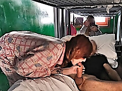 HOSTEL BLOWJOB: the big mounds bitch wakes me up with a good blowjob and bj's all my cum