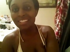 Sexy ebony nymph showing big butt in the bathroom