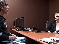 Carola wearing lingerie squeals while being fucked by her boss