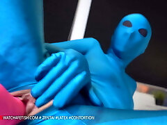 Horny Zentai doll coddled with her new toys to orgasm Horny Zentai doll coddled with her new toys to orgasm