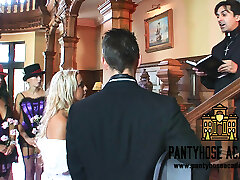 An Unexpected Gangbang Group Romp with the Bride and the Groom at the Wedding with Anal and Lots of Popshots on Big Boobs