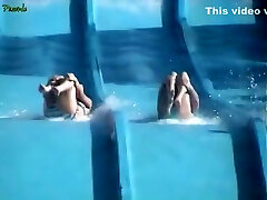 Accidental nipple slip at a water slide Accidental nipple slip at a water slide