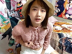 A fellow's daughter in neat clothes has masturbated