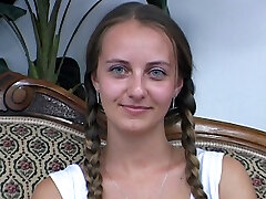 First time bare in front of the camera and the pussy is already slapping