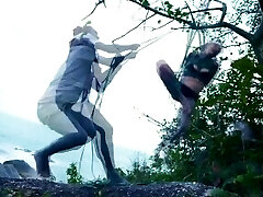 TATTOO piercing dreadhead girl gets trussed up by LILY LU on public beach - kinbaku, shibari, bondage TATTOO piercing dreadhead girl gets trussed up by LILY LU on public beach - kinbaku, shibari, bondage