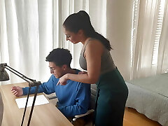Mom Rewards Her Nerdy Son With Her Mouth & Big Booty For Studying Like A Good Stud