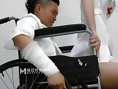 Sexy Asian nurse with super hot lingerie have a hardcore sex with her hefty dick patient