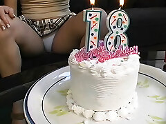 18th Birthday – horny ash-blonde gets her first dildo