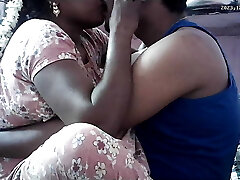 Indian wife kissing on and bosoms pressing