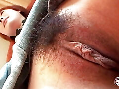 Redhead asian Marina Igawa in maid costume gets her furry coochie fucked and cumshot in