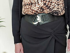 Going to work in a blouse, skirt ,stockings and heels. Prepared for my younger boss to inspect my mature tits, ass and bald beaver. Going to work in a blouse, skirt ,stockings and heels. Prepared for my younger boss to inspect my mature tits, ass and bald beaver.