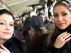 Cute Czech honies having fun in public places