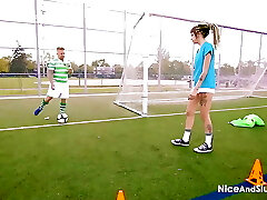 NiceAndSlutty Soccer Practising with Emilie Martini and Loica Brand