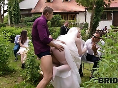 Big ass blondie gets poked on her wedding day in front of everyone