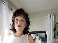 I love my mature hairy pussy, thighs, breasts, & arse watched as I shake & wiggle in my transparent night gown